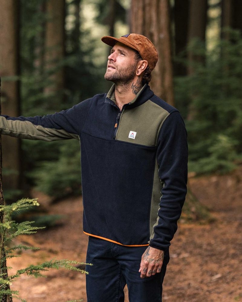 Runo Passenger Root Recycled Polar 1/4 Zip Męskie Czarne | Polska-LYEVJU091