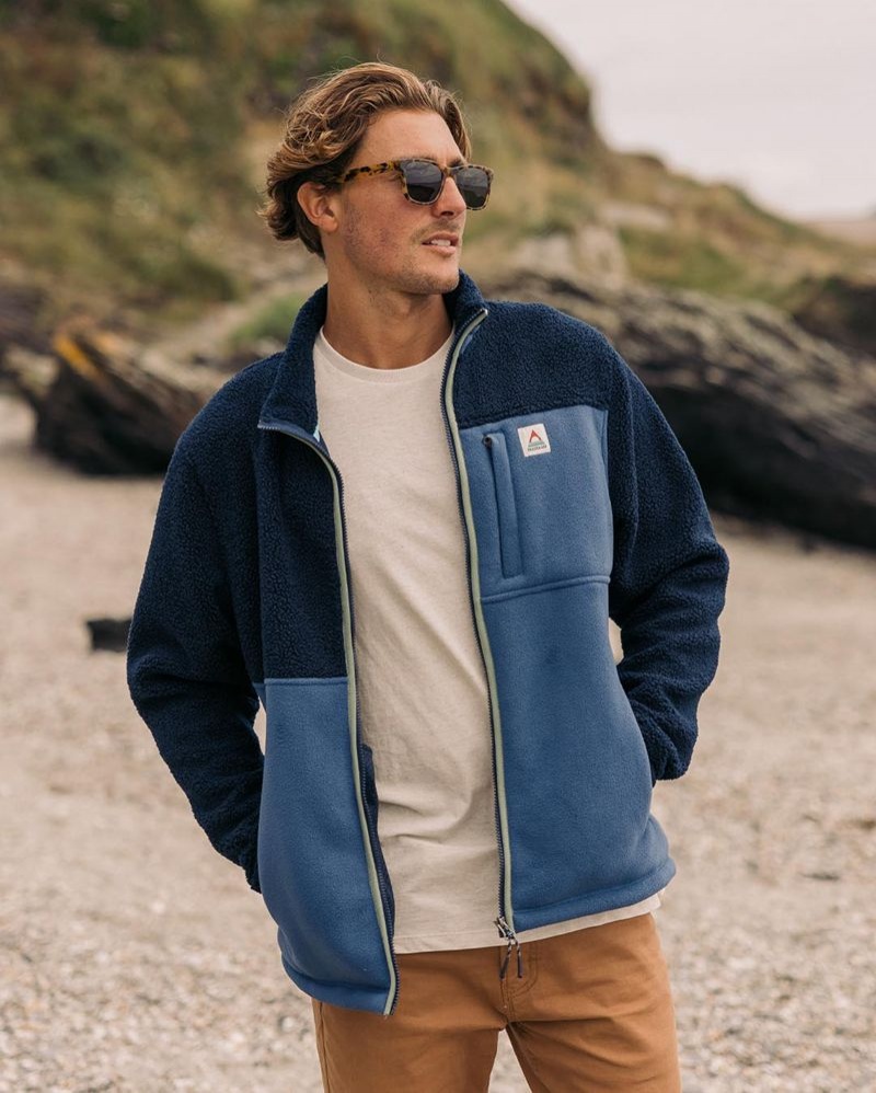 Runo Passenger Sendero Recycled Full Zip Męskie Jasny Granatowe | Polska-XTSKBC305