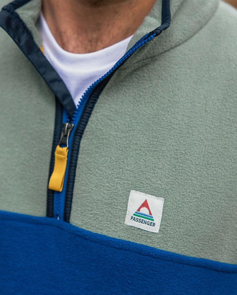 Runo Passenger Set Off Recycled Polar 1/4 Zip Męskie Niebieskie | Polska-GEWKIN974
