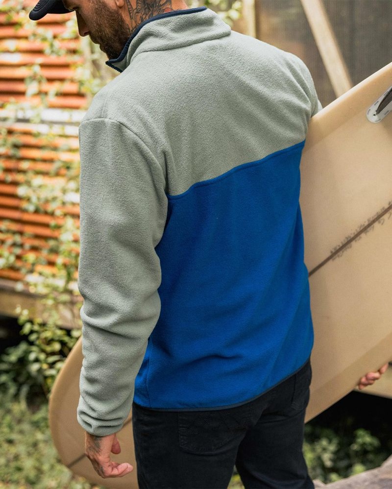 Runo Passenger Set Off Recycled Polar 1/4 Zip Męskie Niebieskie | Polska-GEWKIN974