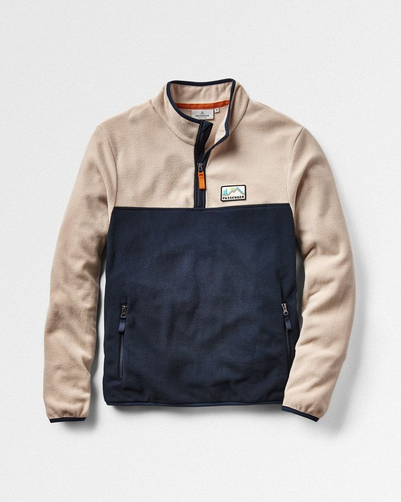 Runo Passenger Set Off Recycled Polar 1/4 Zip Męskie Oatmeal | Polska-EIBJQH817