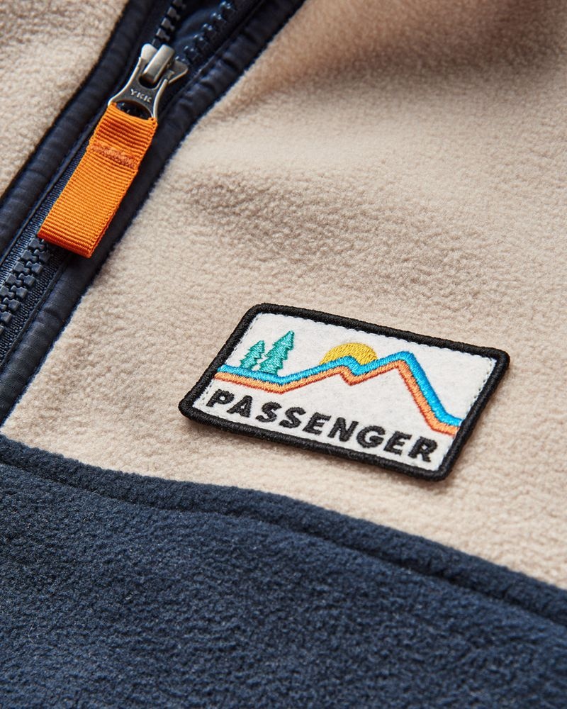 Runo Passenger Set Off Recycled Polar 1/4 Zip Męskie Oatmeal | Polska-EIBJQH817