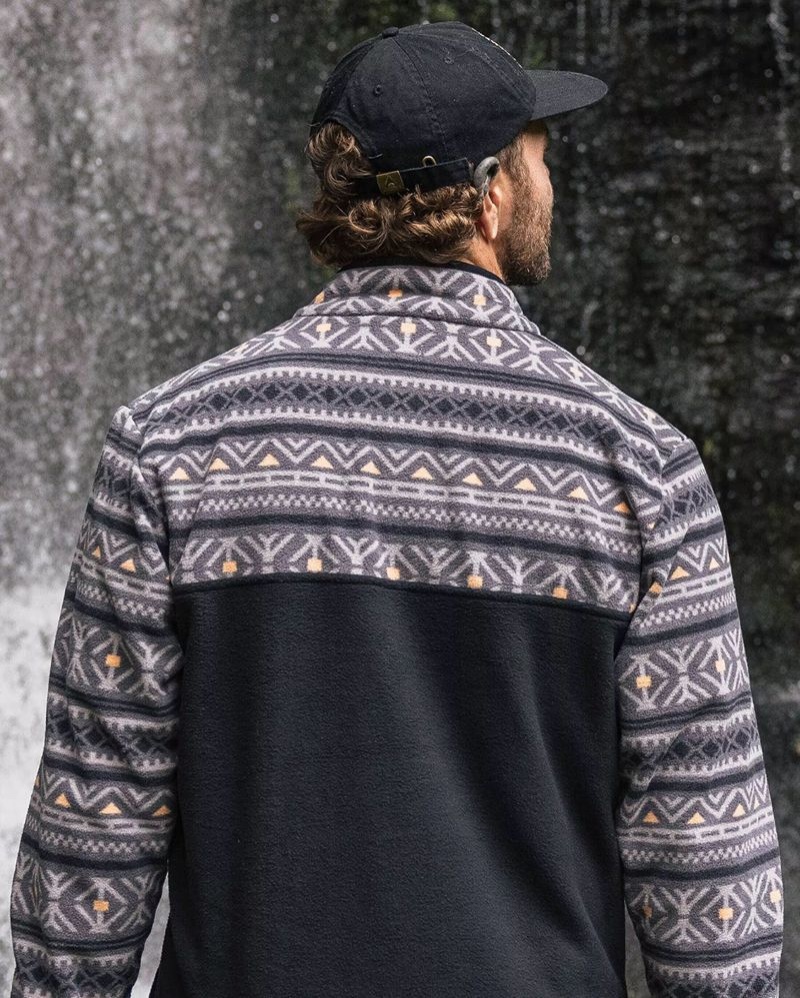 Runo Passenger Set Off Recycled Polar 1/4 Zip Męskie Nordic Geo Charcoal | Polska-LESFYW267