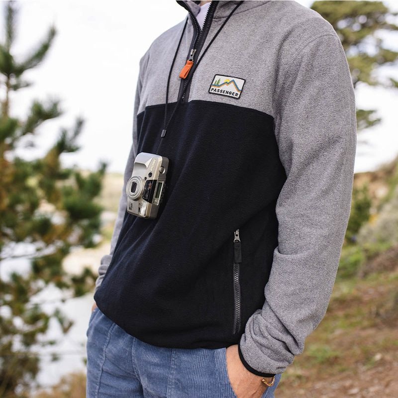 Runo Passenger Set Off Recycled Polar 1/4 Zip Męskie Szare Czarne | Polska-ZXNEYR084
