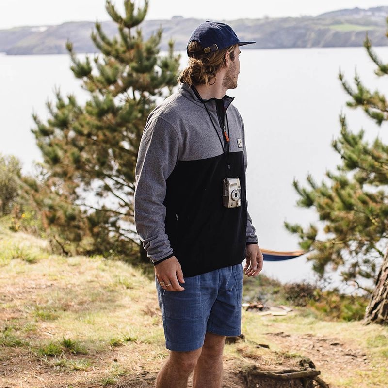 Runo Passenger Set Off Recycled Polar 1/4 Zip Męskie Szare Czarne | Polska-ZXNEYR084