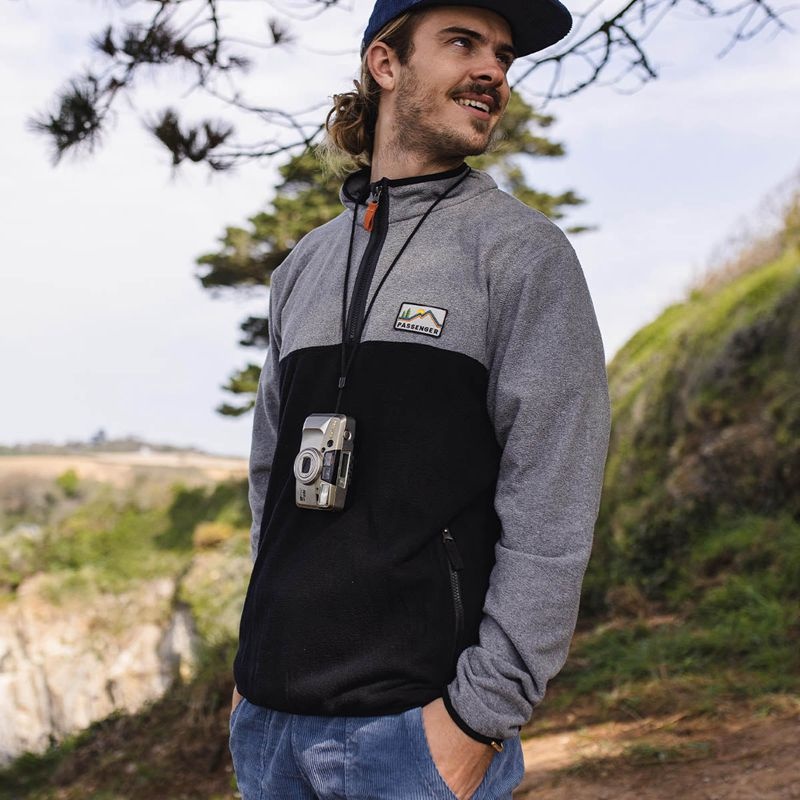 Runo Passenger Set Off Recycled Polar 1/4 Zip Męskie Szare Czarne | Polska-ZXNEYR084