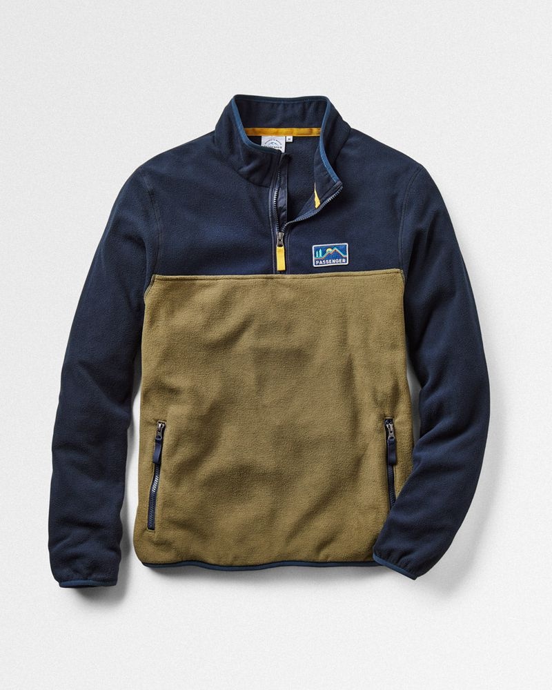 Runo Passenger Set Off Recycled Polar 1/4 Zip Męskie Jasny Granatowe | Polska-IUJYCP679