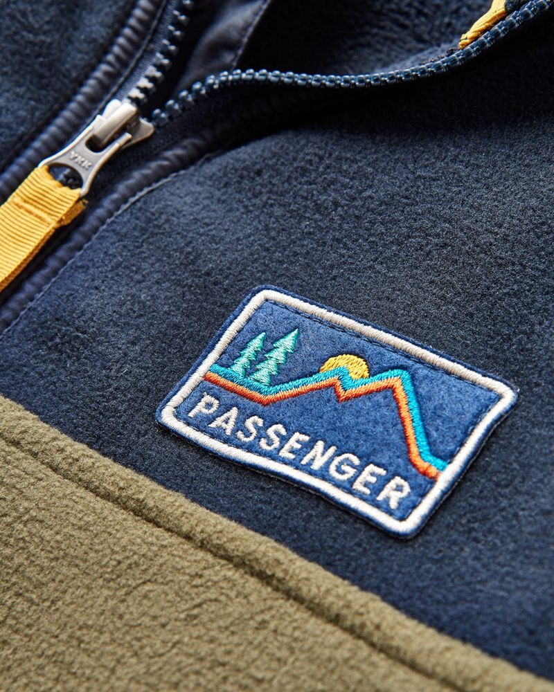 Runo Passenger Set Off Recycled Polar 1/4 Zip Męskie Jasny Granatowe | Polska-IUJYCP679