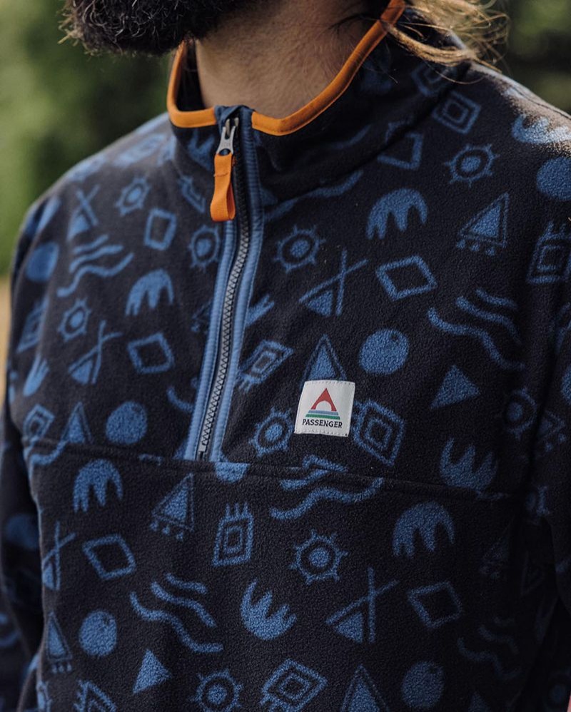 Runo Passenger Set Off Recycled Polar 1/4 Zip Męskie Jasny Granatowe | Polska-IQJTMD892
