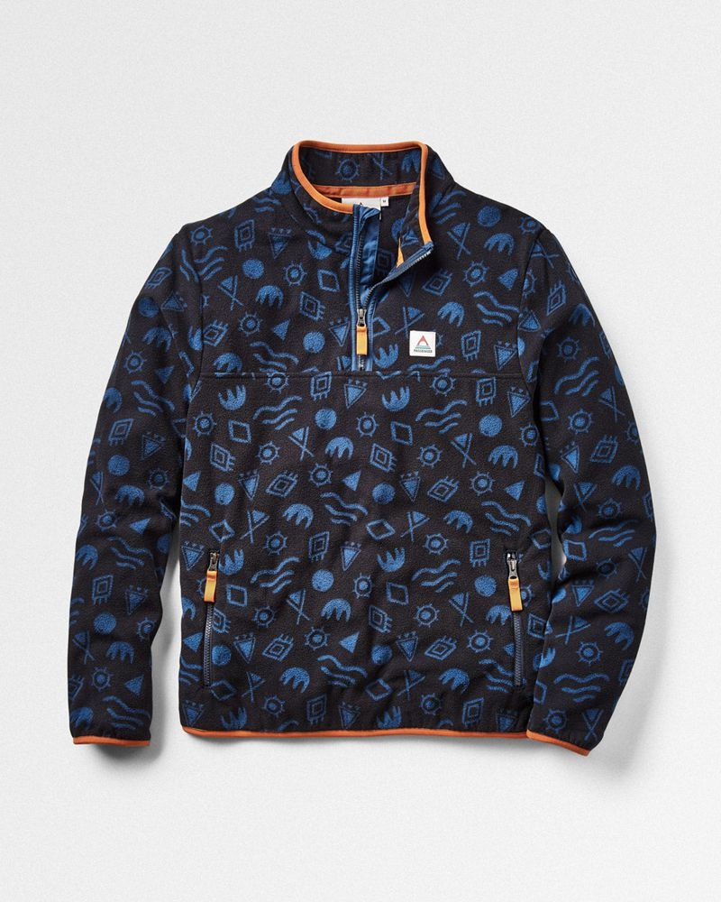 Runo Passenger Set Off Recycled Polar 1/4 Zip Męskie Jasny Granatowe | Polska-IQJTMD892