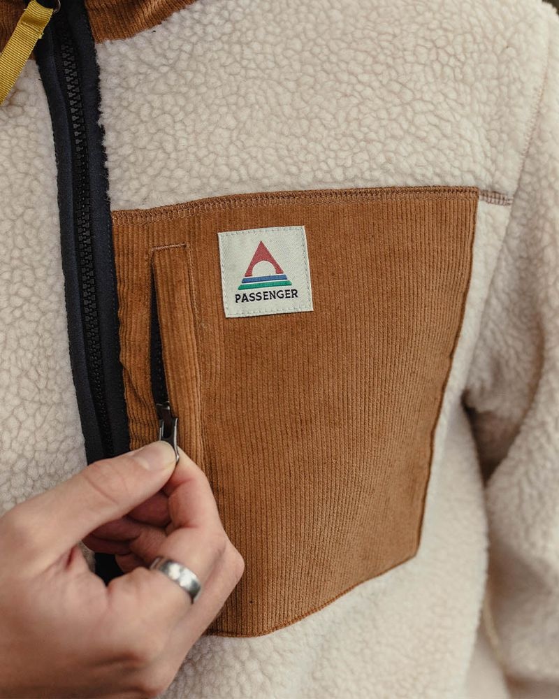 Runo Passenger Trekker Recycled Deep-Pile Sherpa Męskie Warm Ivory | Polska-XMCBTG376
