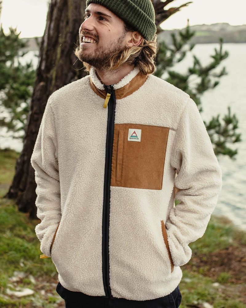 Runo Passenger Trekker Recycled Deep-Pile Sherpa Męskie Warm Ivory | Polska-XMCBTG376