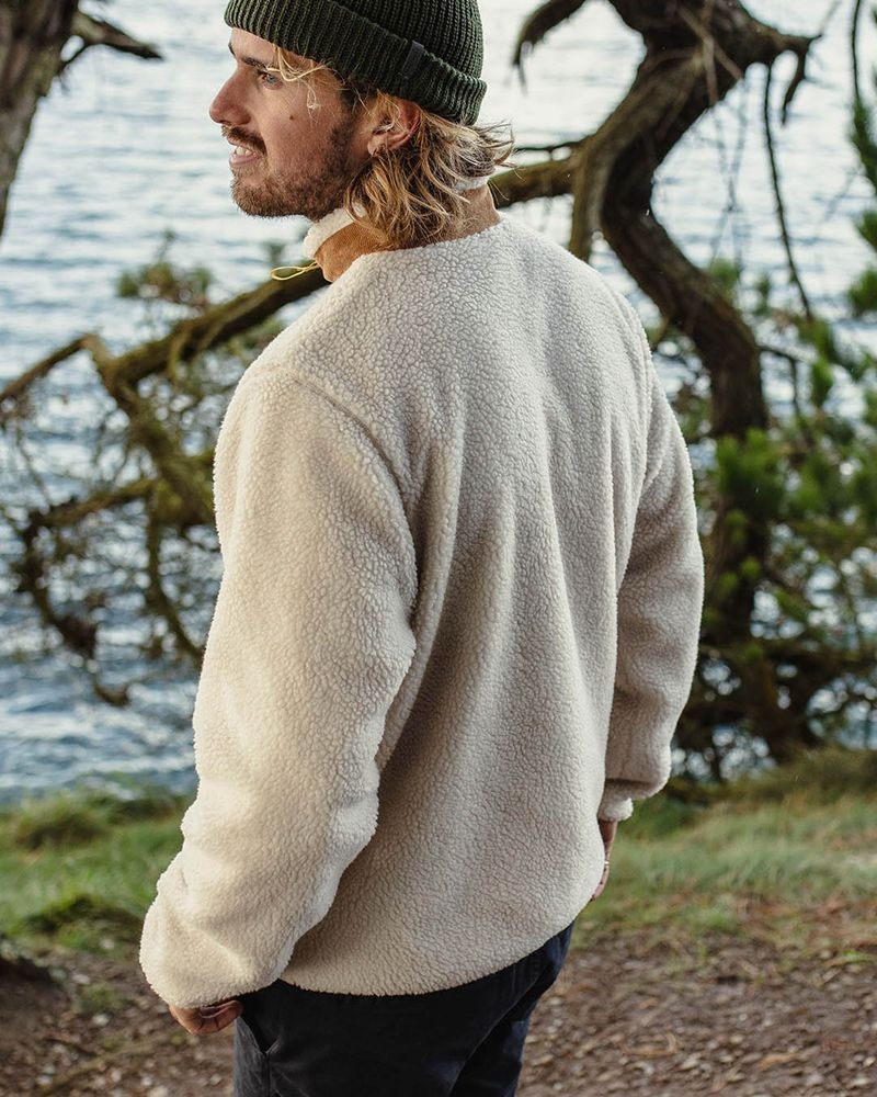 Runo Passenger Trekker Recycled Deep-Pile Sherpa Męskie Warm Ivory | Polska-XMCBTG376