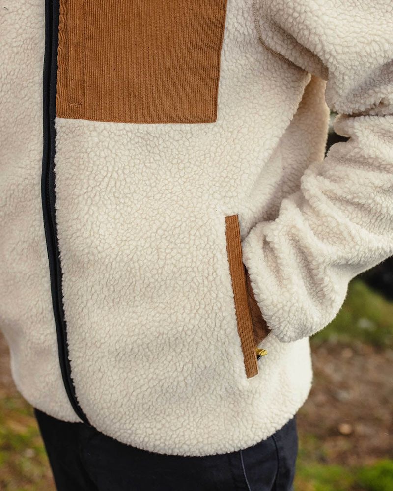 Runo Passenger Trekker Recycled Deep-Pile Sherpa Męskie Warm Ivory | Polska-XMCBTG376