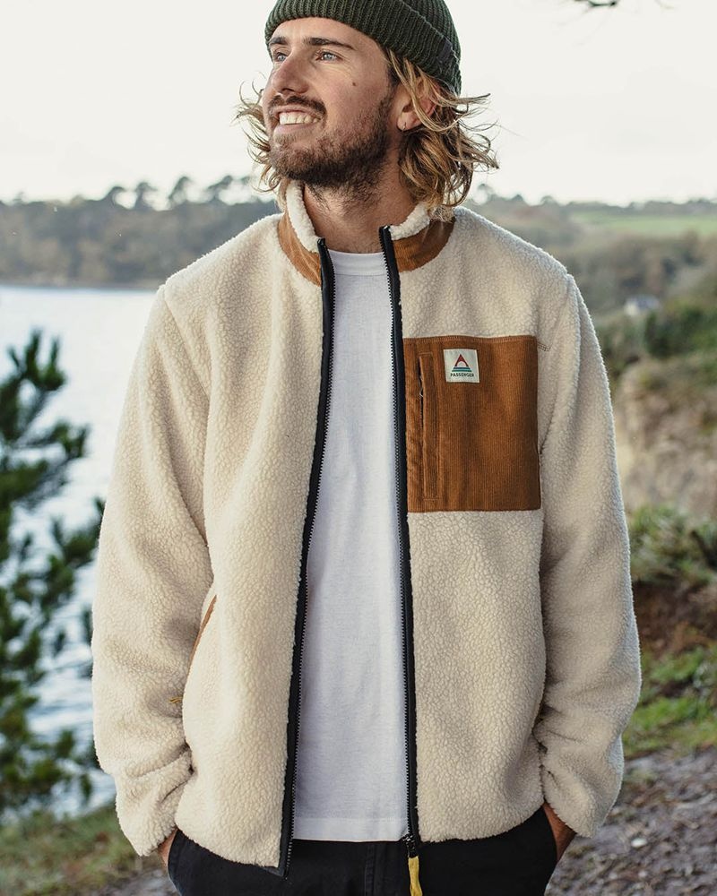 Runo Passenger Trekker Recycled Deep-Pile Sherpa Męskie Warm Ivory | Polska-XMCBTG376