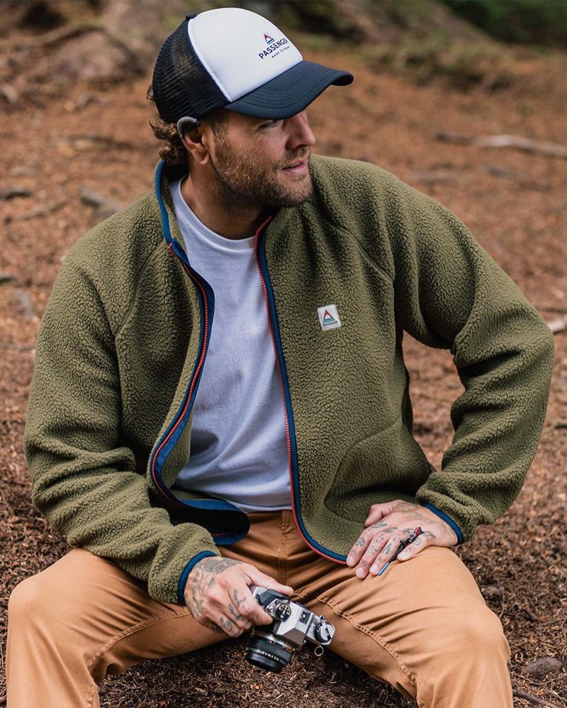 Runo Passenger Tripper 2.0 Full Zip Recycled Sherpa Męskie Khaki | Polska-SMBLIP385