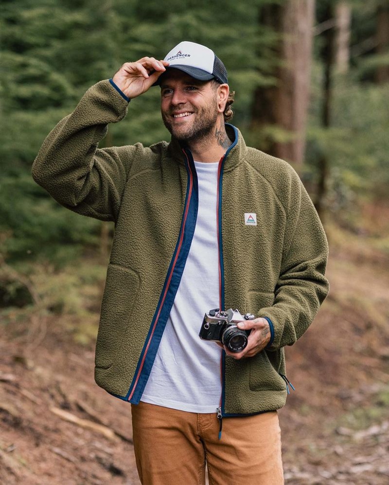 Runo Passenger Tripper 2.0 Full Zip Recycled Sherpa Męskie Khaki | Polska-SMBLIP385