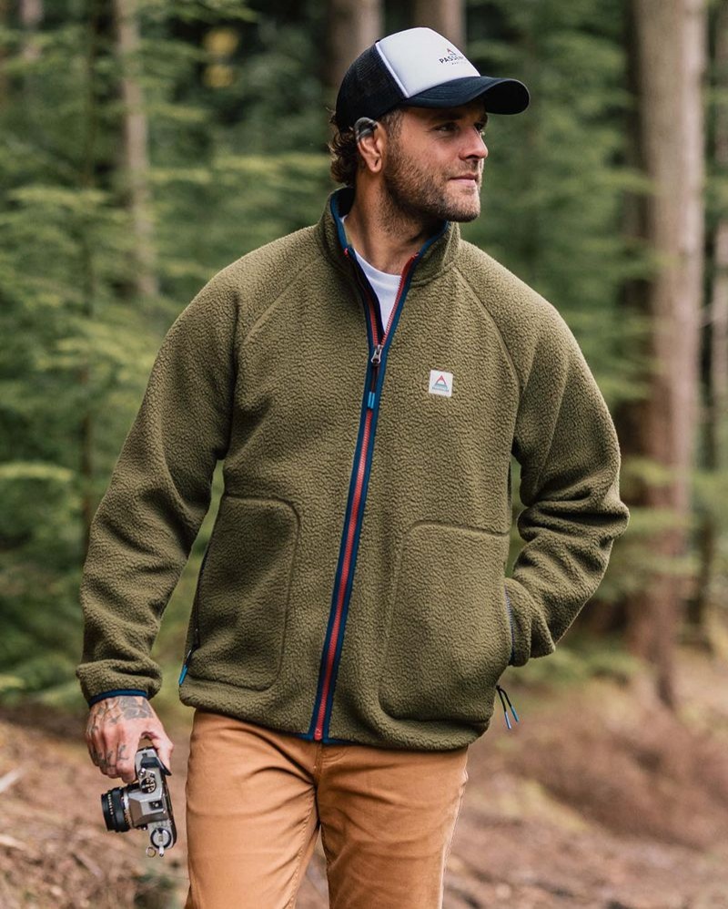 Runo Passenger Tripper 2.0 Full Zip Recycled Sherpa Męskie Khaki | Polska-SMBLIP385