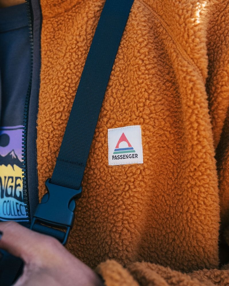 Runo Passenger Tripper 2.0 Full Zip Recycled Sherpa Męskie Pomarańczowe Brązowe | Polska-AHPBCZ709