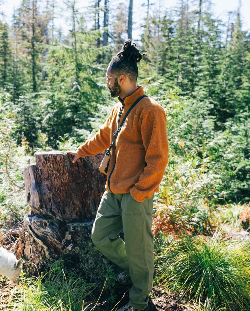 Runo Passenger Tripper 2.0 Full Zip Recycled Sherpa Męskie Pomarańczowe Brązowe | Polska-AHPBCZ709