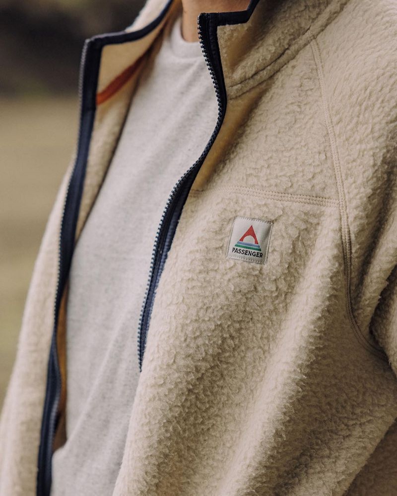 Runo Passenger Tripper Full Zip Recycled Sherpa Męskie Oatmeal | Polska-CMIYGS285