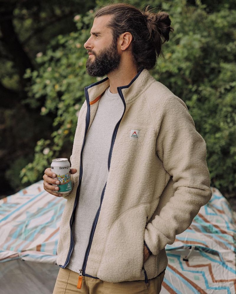 Runo Passenger Tripper Full Zip Recycled Sherpa Męskie Oatmeal | Polska-CMIYGS285