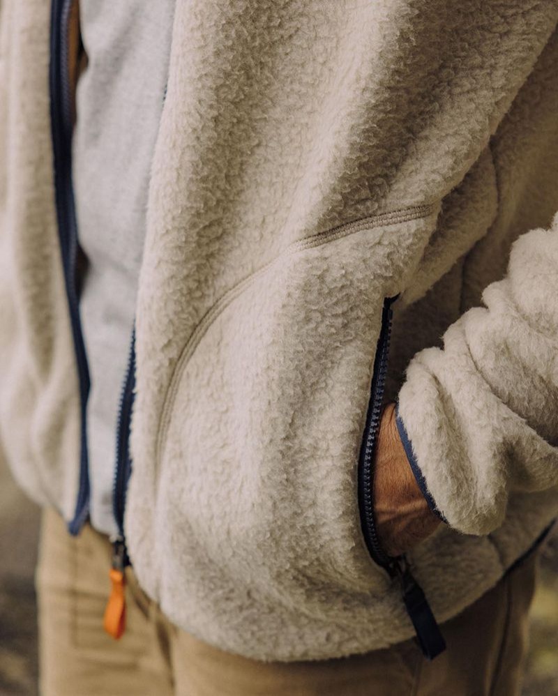 Runo Passenger Tripper Full Zip Recycled Sherpa Męskie Oatmeal | Polska-CMIYGS285
