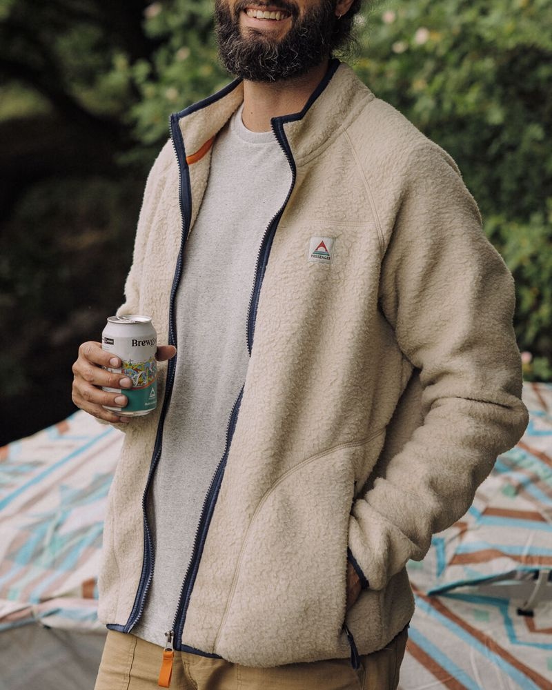 Runo Passenger Tripper Full Zip Recycled Sherpa Męskie Oatmeal | Polska-CMIYGS285