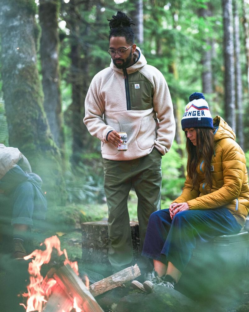Runo Passenger Ventura 1/2 Zip Recycled Sherpa Męskie Oatmeal/Khaki | Polska-LRSQVN692