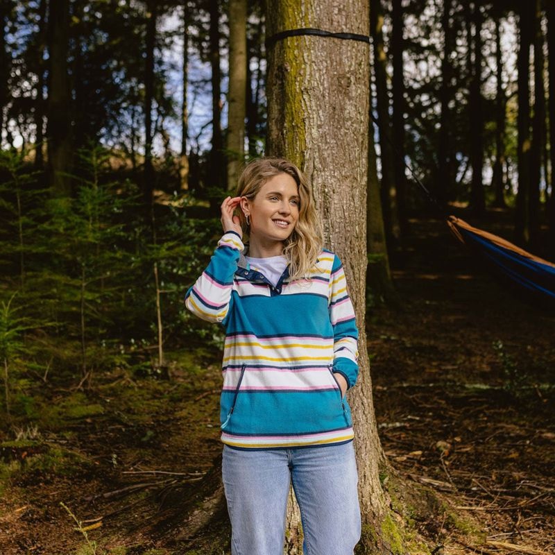 Runo Passenger Willow Recycled Polar Pullover Damskie Paski | Polska-VNPMSF765