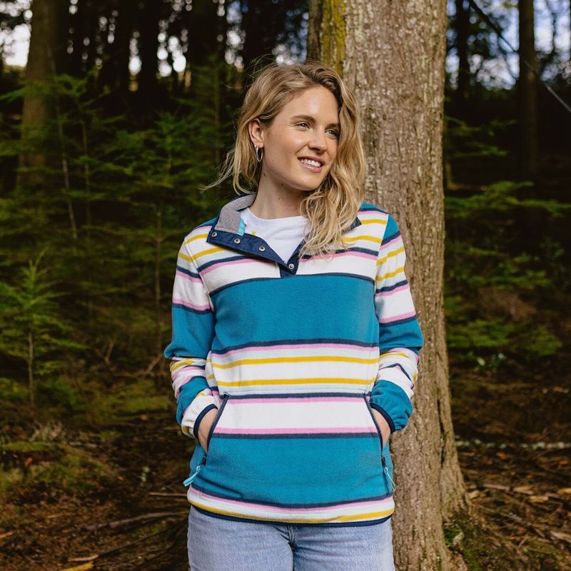 Runo Passenger Willow Recycled Polar Pullover Damskie Paski | Polska-VNPMSF765