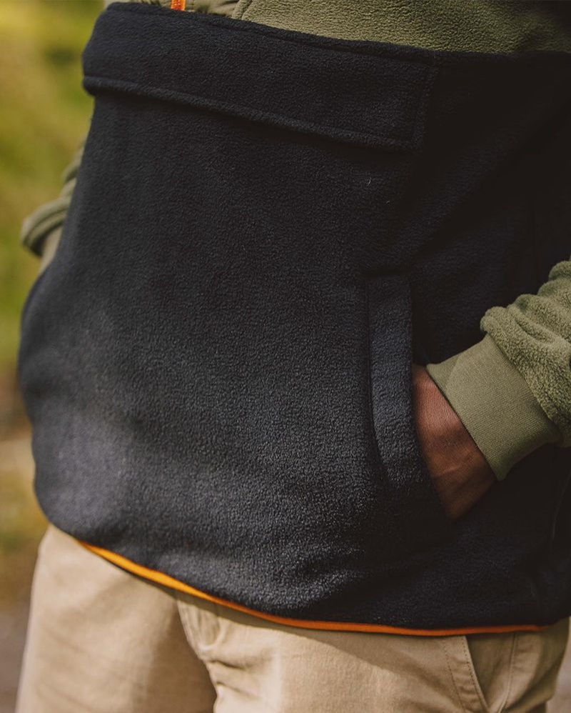 Runo Passenger Woodland Zakapturzony 1/2 Zip Polar Męskie Khaki | Polska-CSJANZ052