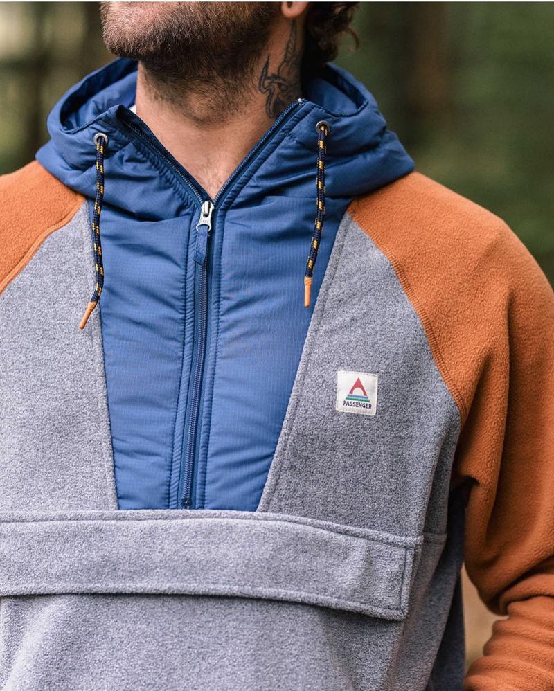 Runo Passenger Woodland Zakapturzony 1/2 Zip Polar New Męskie Szare | Polska-OHRFEL805