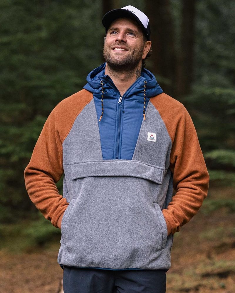 Runo Passenger Woodland Zakapturzony 1/2 Zip Polar New Męskie Szare | Polska-OHRFEL805