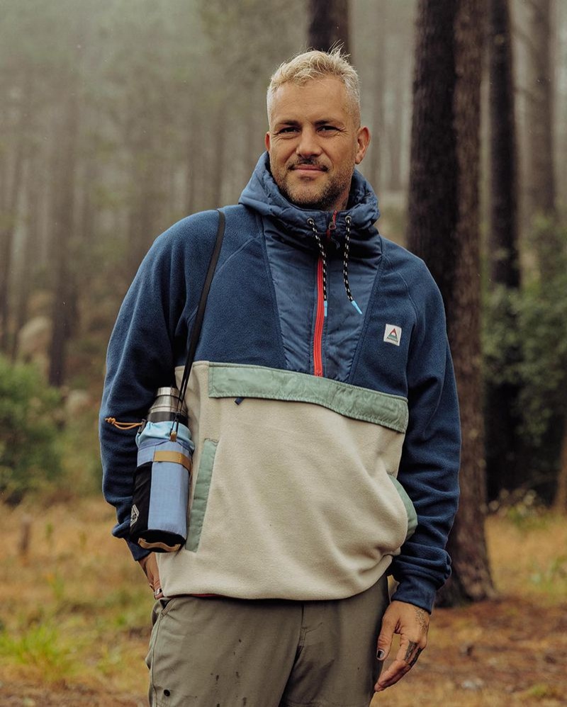 Runo Passenger Woodland Zakapturzony 1/2 Zip Recycled Polar Męskie Ciemny | Polska-XEHQZO304