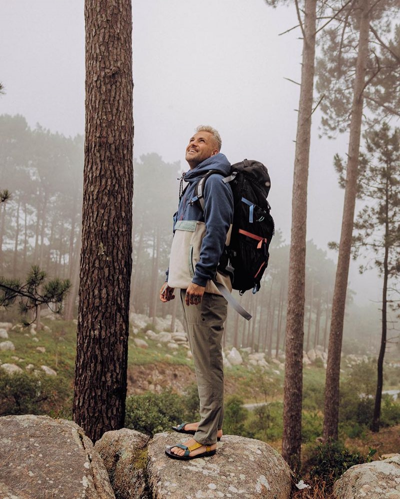 Runo Passenger Woodland Zakapturzony 1/2 Zip Recycled Polar Męskie Ciemny | Polska-XEHQZO304