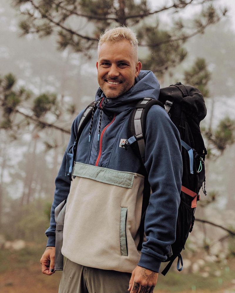 Runo Passenger Woodland Zakapturzony 1/2 Zip Recycled Polar Męskie Ciemny | Polska-XEHQZO304