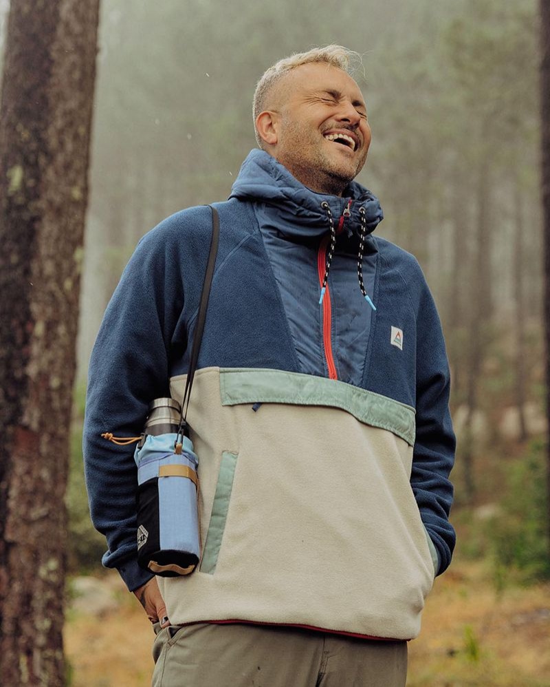 Runo Passenger Woodland Zakapturzony 1/2 Zip Recycled Polar Męskie Ciemny | Polska-XEHQZO304