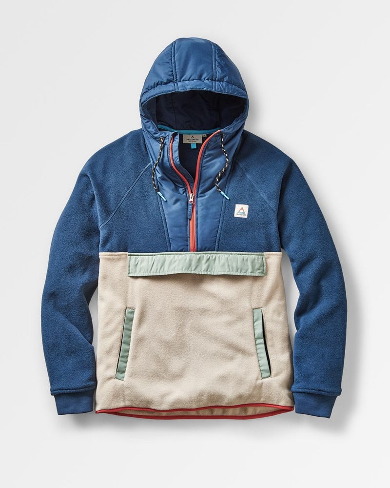 Runo Passenger Woodland Zakapturzony 1/2 Zip Recycled Polar Męskie Ciemny | Polska-XEHQZO304