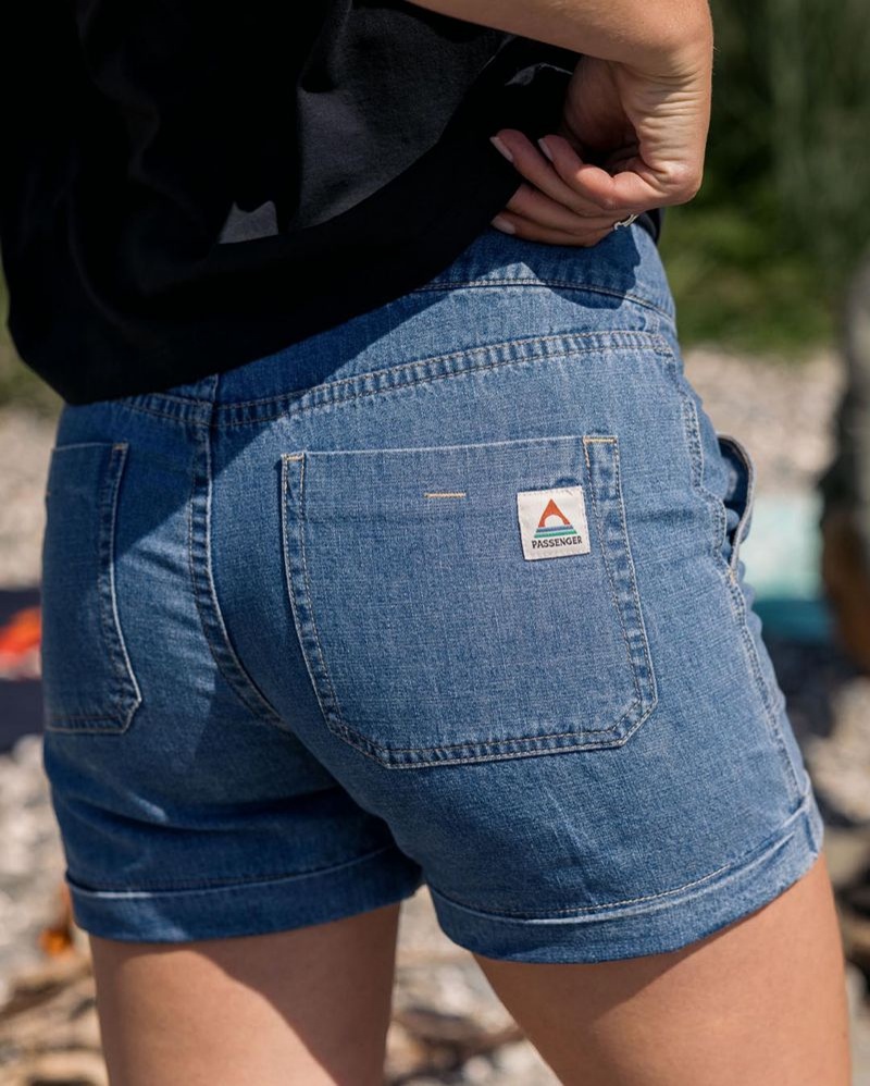 Spodenki Passenger Essence Denim Damskie Washed Denim | Polska-EXOMWY256
