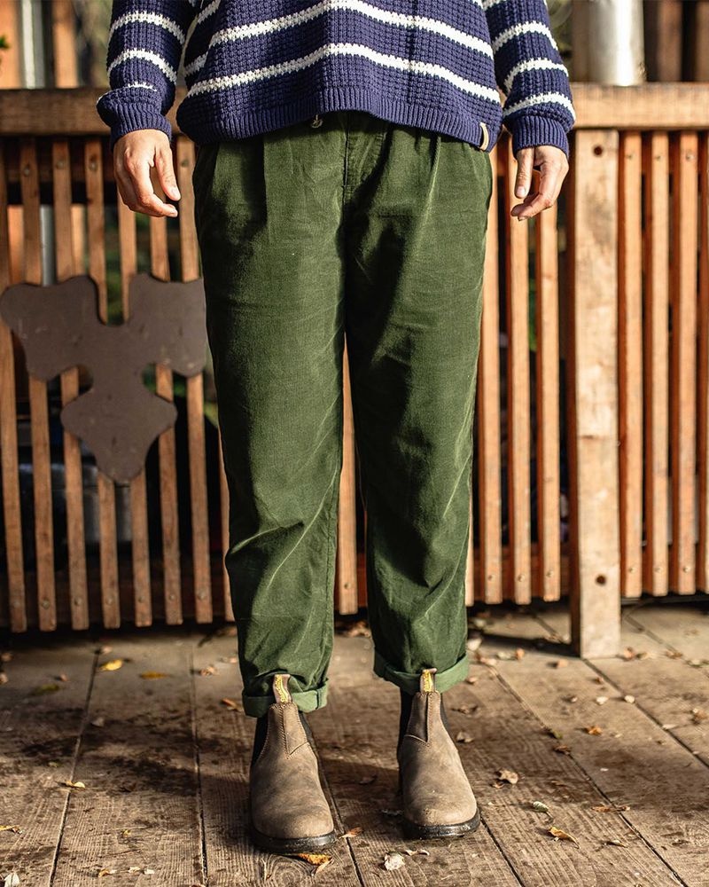 Spodnie Passenger Compass Recycled Corduroy Damskie Zielone | Polska-IXJDYZ635