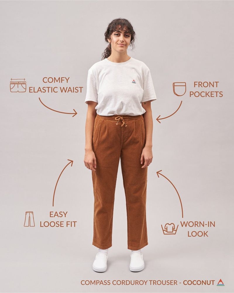 Spodnie Passenger Compass Recycled Corduroy Damskie Coconut | Polska-NLGKUD532