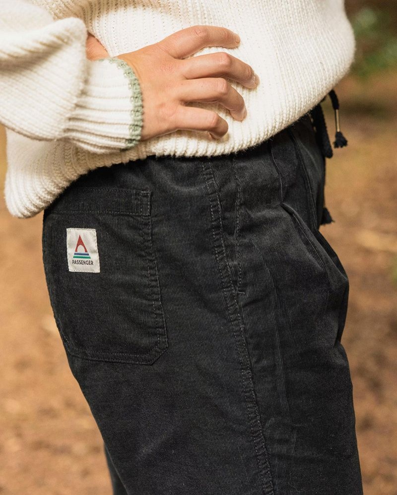 Spodnie Passenger Compass Recycled Corduroy Damskie Czarne | Polska-DTOGNU217