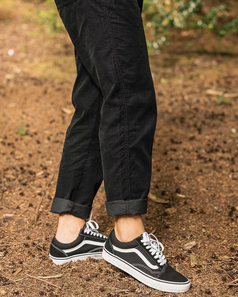 Spodnie Passenger Compass Recycled Corduroy Damskie Czarne | Polska-DTOGNU217