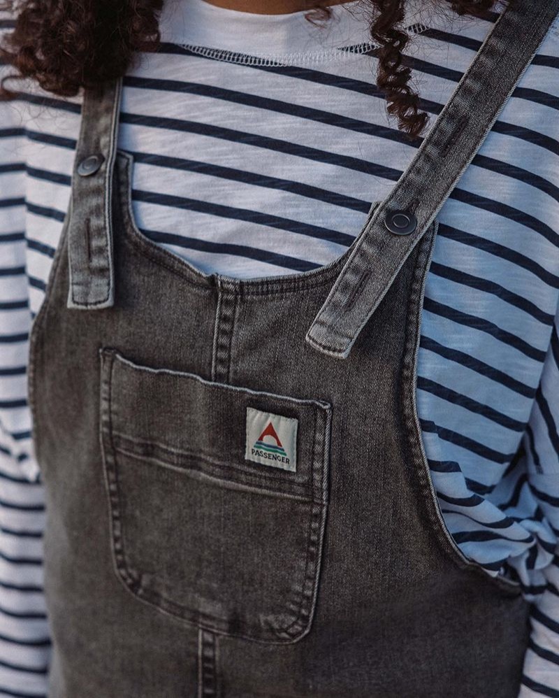 Sukienka Passenger Briony Denim Dungaree Damskie Czarne | Polska-IEQJHG879
