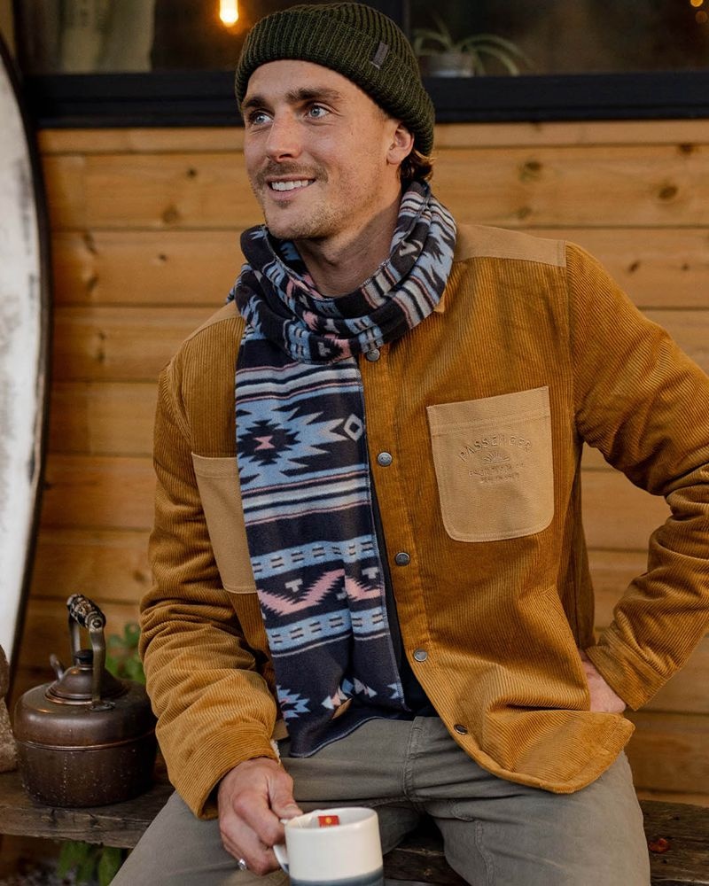 Szalik Passenger Campfire Recycled Polar Fleece Męskie Jasny Granatowe | Polska-OUBHJQ346