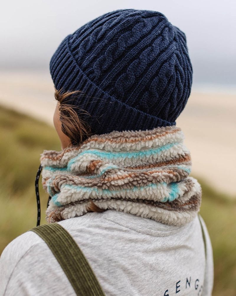 Szalik Passenger Mulled Sherpa Fleece Snood Męskie Warm Ivory Geo Pattern | Polska-LSXRZP097