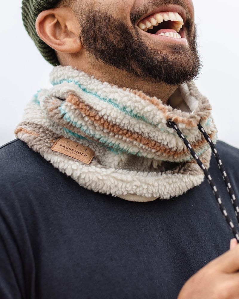 Szalik Passenger Mulled Sherpa Fleece Snood Męskie Warm Ivory Geo Pattern | Polska-LSXRZP097