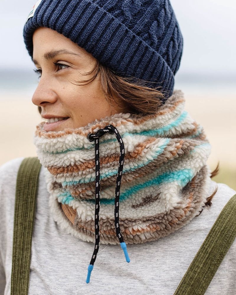 Szalik Passenger Mulled Sherpa Fleece Snood Męskie Warm Ivory Geo Pattern | Polska-LSXRZP097