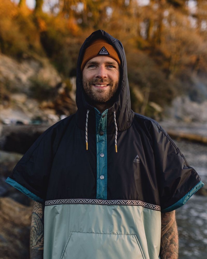 Szlafrok Passenger Outback Recycled Pull Over Changing Męskie True Black/Pistachio | Polska-REIYOZ025